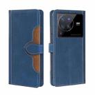 For vivo X80 Pro Stitching Skin Feel Magnetic Buckle Horizontal Flip PU Leather Case(Blue) - 1