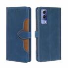 For vivo Y53S 5G/iQOO Z5x/T1X Stitching Skin Feel Magnetic Buckle Horizontal Flip PU Leather Case(Blue) - 1