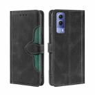 For vivo Y53S 5G/iQOO Z5x/T1X Stitching Skin Feel Magnetic Buckle Horizontal Flip PU Leather Case(Black) - 1