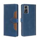For vivo  Y55S 5G Stitching Skin Feel Magnetic Buckle Horizontal Flip PU Leather Case(Blue) - 1