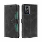 For vivo  Y55S 5G Stitching Skin Feel Magnetic Buckle Horizontal Flip PU Leather Case(Black) - 1