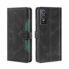 For vivo Y76S/Y74S Stitching Skin Feel Magnetic Buckle Horizontal Flip PU Leather Case(Black) - 1