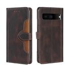 For Google Pixel 7 5G Stitching Skin Feel Magnetic Buckle Horizontal Flip PU Leather Case(Brown) - 1