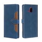 For Fujitsu Arrows F-52B Stitching Skin Feel Magnetic Buckle Horizontal Flip PU Leather Case(Blue) - 1