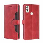 For Kyocera Android One S9/KC S304/Digno Sanga Edition Stitching Skin Feel Magnetic Buckle Horizontal Flip PU Leather Case(Red) - 1