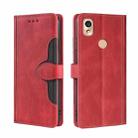 For Kyocera KY-51B Stitching Skin Feel Magnetic Buckle Horizontal Flip PU Leather Case(Red) - 1