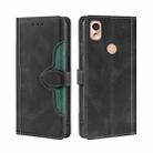 For Kyocera KY-51B Stitching Skin Feel Magnetic Buckle Horizontal Flip PU Leather Case(Black) - 1