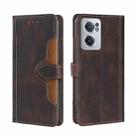 For OnePlus Nord CE 2 5G Stitching Skin Feel Magnetic Buckle Horizontal Flip PU Leather Case(Brown) - 1