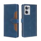 For OnePlus Nord CE 2 5G Stitching Skin Feel Magnetic Buckle Horizontal Flip PU Leather Case(Blue) - 1