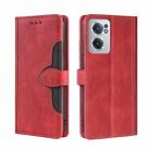 For OnePlus Nord CE 2 5G Stitching Skin Feel Magnetic Buckle Horizontal Flip PU Leather Case(Red) - 1