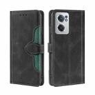 For OnePlus Nord CE 2 5G Stitching Skin Feel Magnetic Buckle Horizontal Flip PU Leather Case(Black) - 1