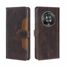 For Honor Magic4 Stitching Skin Feel Magnetic Buckle Horizontal Flip PU Leather Case(Brown) - 1