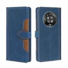 For Honor Magic4 Stitching Skin Feel Magnetic Buckle Horizontal Flip PU Leather Case(Blue) - 1