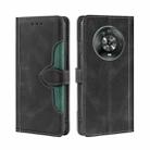 For Honor Magic4 Stitching Skin Feel Magnetic Buckle Horizontal Flip PU Leather Case(Black) - 1