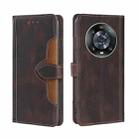 For Honor Magic4 Pro Stitching Skin Feel Magnetic Buckle Horizontal Flip PU Leather Case(Brown) - 1