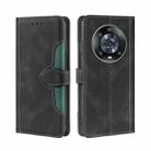For Honor Magic4 Pro Stitching Skin Feel Magnetic Buckle Horizontal Flip PU Leather Case(Black) - 1
