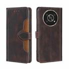 For Honor X30 5G Stitching Skin Feel Magnetic Buckle Horizontal Flip PU Leather Case(Brown) - 1