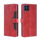 For Samsung Galaxy M53 5G Stitching Skin Feel Magnetic Buckle Horizontal Flip PU Leather Case(Red) - 1
