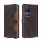 For Xiaomi Redmi K50/Redmi K50 Pro Stitching Skin Feel Magnetic Buckle Horizontal Flip PU Leather Case(Brown) - 1