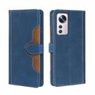 For Xiaomi 12 Pro Stitching Skin Feel Magnetic Buckle Horizontal Flip PU Leather Case(Blue) - 1