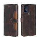 For TCL 20B/6159K Stitching Skin Feel Magnetic Buckle Horizontal Flip PU Leather Case(Brown) - 1