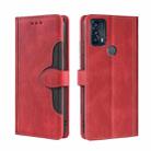 For TCL 20B/6159K Stitching Skin Feel Magnetic Buckle Horizontal Flip PU Leather Case(Red) - 1