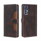 For TCL 30 5G/30+ 5G Stitching Skin Feel Magnetic Buckle Horizontal Flip PU Leather Case(Brown) - 1