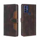 For TCL 30 SE/306/305 Stitching Skin Feel Magnetic Buckle Horizontal Flip PU Leather Case(Brown) - 1