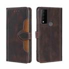 For TCL 30 V 5G/T781S Stitching Skin Feel Magnetic Buckle Horizontal Flip PU Leather Case(Brown) - 1