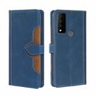 For TCL 30 V 5G/T781S Stitching Skin Feel Magnetic Buckle Horizontal Flip PU Leather Case(Blue) - 1