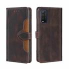 For TCL 205 Stitching Skin Feel Magnetic Buckle Horizontal Flip PU Leather Case(Brown) - 1