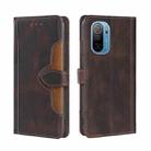 For Ulefone Note 13P Stitching Skin Feel Magnetic Buckle Horizontal Flip PU Leather Case(Brown) - 1