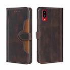 For Sharp Simple Sumaho 6/ A201SH Stitching Skin Feel Magnetic Buckle Horizontal Flip PU Leather Case(Brown) - 1