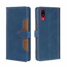 For Sharp Simple Sumaho 6/ A201SH Stitching Skin Feel Magnetic Buckle Horizontal Flip PU Leather Case(Blue) - 1