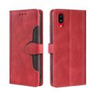 For Sharp Simple Sumaho 6/ A201SH Stitching Skin Feel Magnetic Buckle Horizontal Flip PU Leather Case(Red) - 1