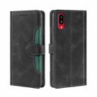 For Sharp Simple Sumaho 6/ A201SH Stitching Skin Feel Magnetic Buckle Horizontal Flip PU Leather Case(Black) - 1