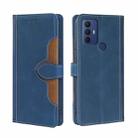 For Sharp Aqous V6/V6 Plus Stitching Skin Feel Magnetic Buckle Horizontal Flip PU Leather Case(Blue) - 1