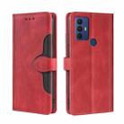 For Sharp Aqous V6/V6 Plus Stitching Skin Feel Magnetic Buckle Horizontal Flip PU Leather Case(Red) - 1