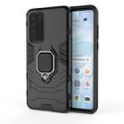 For Huawei P40 PC + TPU Shockproof Protective Case with Magnetic Ring Holder(Black) - 1