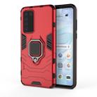 For Huawei P40 PC + TPU Shockproof Protective Case with Magnetic Ring Holder(Red) - 1