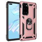 For Huawei P40 Shockproof TPU + PC Protective Case with 360 Degree Rotating Holder(Rose Gold) - 1