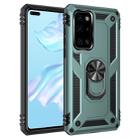 For Huawei P40 Shockproof TPU + PC Protective Case with 360 Degree Rotating Holder(Dark Green) - 1