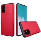 For Galaxy S20 Shockproof Rugged Armor Protective Case with Card Slot(Red) - 1