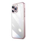 For iPhone 13 Pro Max Transparent Electroplated PC Phone Case (Pink) - 1