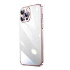 For iPhone 13 Pro Transparent Electroplated PC Phone Case (Pink) - 1