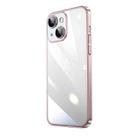 For iPhone 13 Transparent Electroplated PC Phone Case(Pink) - 1
