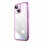 For iPhone 13 Transparent Electroplated PC Phone Case(Rose Red) - 1