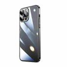 For iPhone 12 Pro Max Transparent Electroplated PC Phone Case(Black) - 1