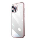 For iPhone 12 Pro Transparent Electroplated PC Phone Case(Pink) - 1