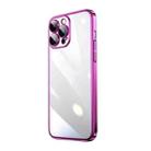 For iPhone 12 Transparent Electroplated PC Phone Case(Rose Red) - 1